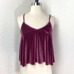 Victoria Secret Pink Velvet Plum Tank Top XS Crop Cami Dog Festival Boho Goth